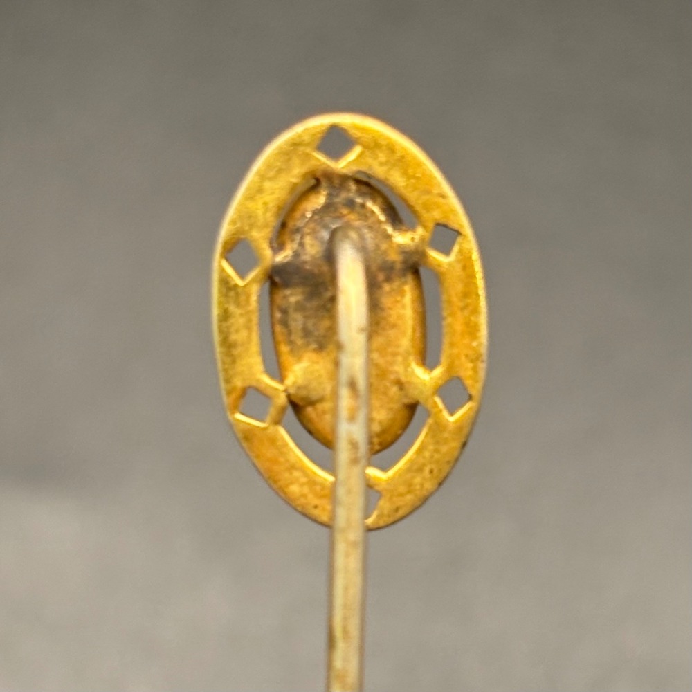 Vintage Stick Pin Gold Tone Red Glass White Enamel 2.83" - Picture 5 of 7